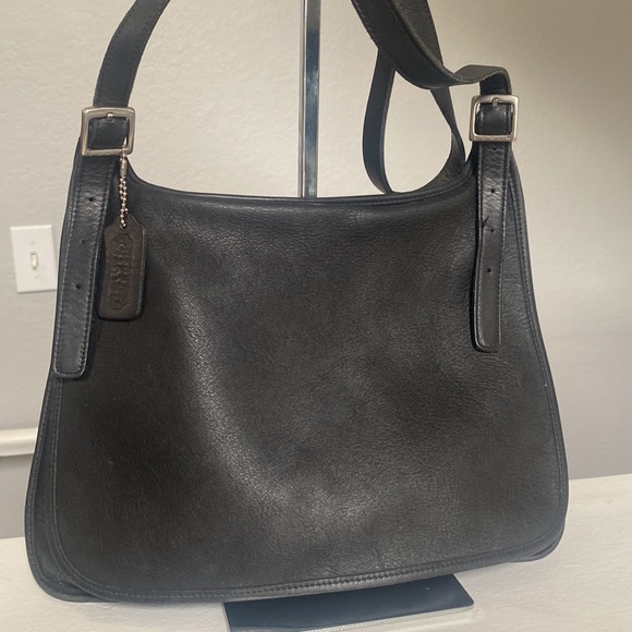 COACH #9134 Vintage Black Leather Large 
Flap Crossbody Shoulder Saddle Bag. - Picture 7 of 9